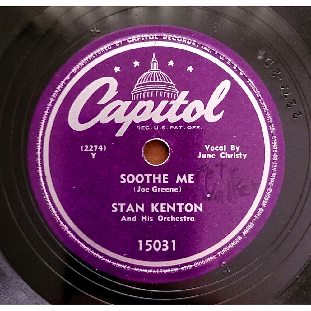 Stan Kenton 78 Soothe Me / Lover on Capitol 15031 E- Jazz 1948